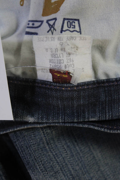 7 For All Mankind Womens Bootcut Jeans Dark Blue Low Rise Inseam 28 Size 26