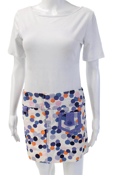 Marc Jacobs Women Polka Dot Cotton Mini Cargo Skirt Blue Size 4