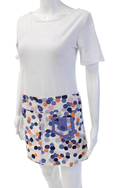 Marc Jacobs Women Polka Dot Cotton Mini Cargo Skirt Blue Size 4