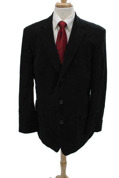 Boss Hugo Boss Mens Black Cotton Blazer Classic Collared Size 44