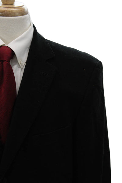 Boss Hugo Boss Mens Black Cotton Blazer Classic Collared Size 44