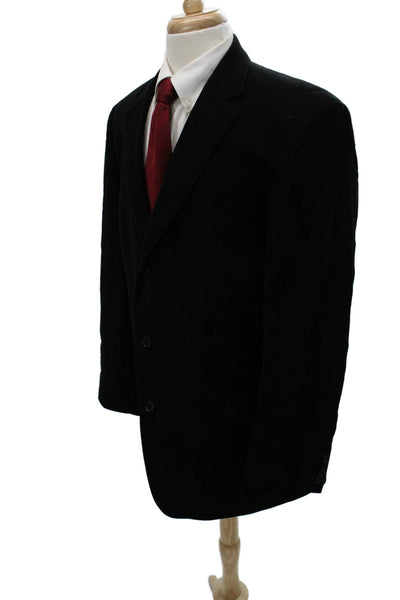 Boss Hugo Boss Mens Black Cotton Blazer Classic Collared Size 44
