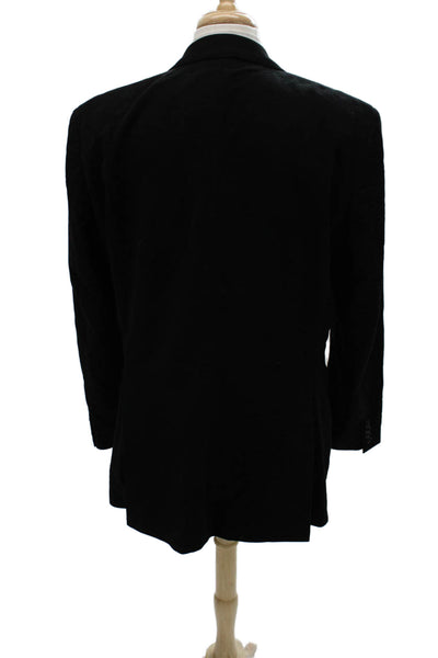 Boss Hugo Boss Mens Black Cotton Blazer Classic Collared Size 44