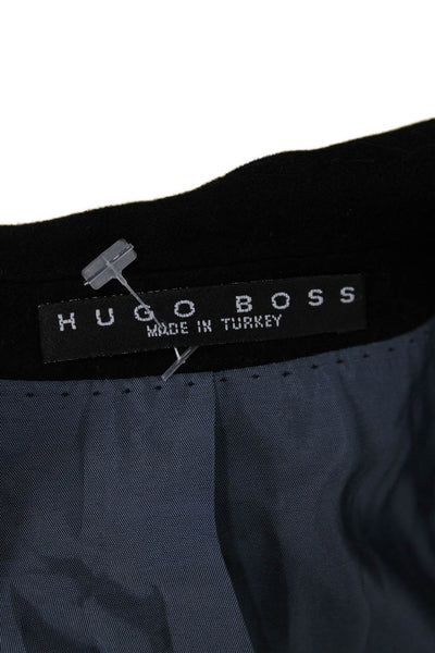 Boss Hugo Boss Mens Black Cotton Blazer Classic Collared Size 44