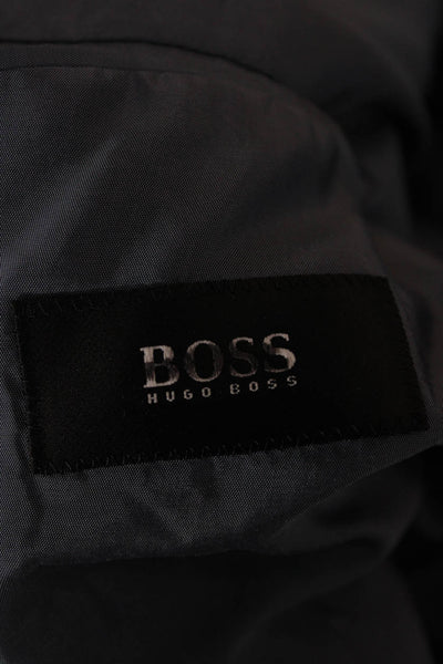 Boss Hugo Boss Mens Black Cotton Blazer Classic Collared Size 44
