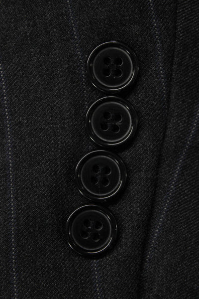 Ermenegildo Zegna Mens Dark Gray Striped Wool Suit Jacket Button Size 58