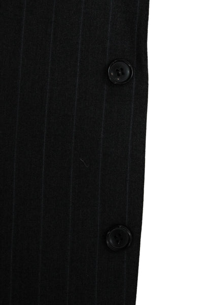 Ermenegildo Zegna Mens Dark Gray Striped Wool Suit Jacket Button Size 58