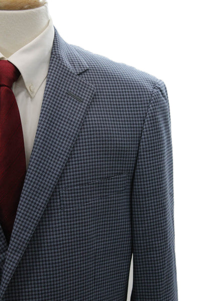 Hart Schaffner Marx Mens Blue Check Wool Blend Classic Blazer Button Size 44