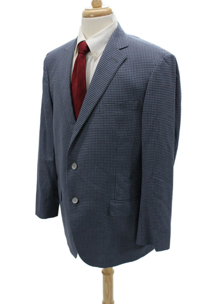 Hart Schaffner Marx Mens Blue Check Wool Blend Classic Blazer Button Size 44