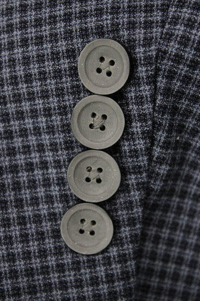 Hart Schaffner Marx Mens Blue Check Wool Blend Classic Blazer Button Size 44