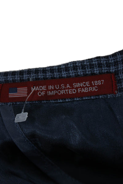 Hart Schaffner Marx Mens Blue Check Wool Blend Classic Blazer Button Size 44