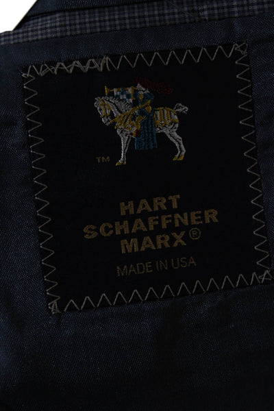 Hart Schaffner Marx Mens Blue Check Wool Blend Classic Blazer Button Size 44