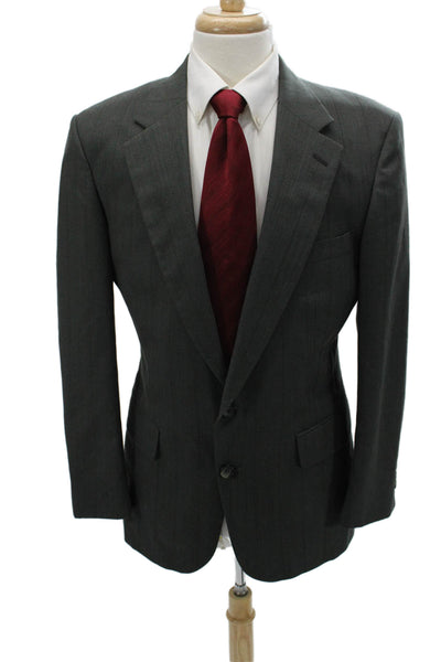 Stafford Mens 2-Piece Striped Wool Blend Suit Jacket Dark Gray Size 41