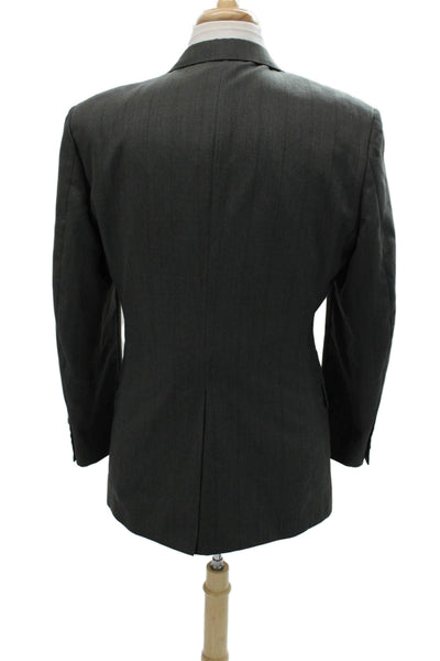 Stafford Mens 2-Piece Striped Wool Blend Suit Jacket Dark Gray Size 41