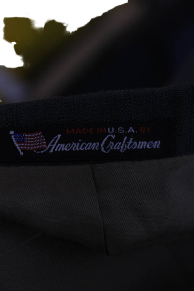 Stafford Mens 2-Piece Striped Wool Blend Suit Jacket Dark Gray Size 41