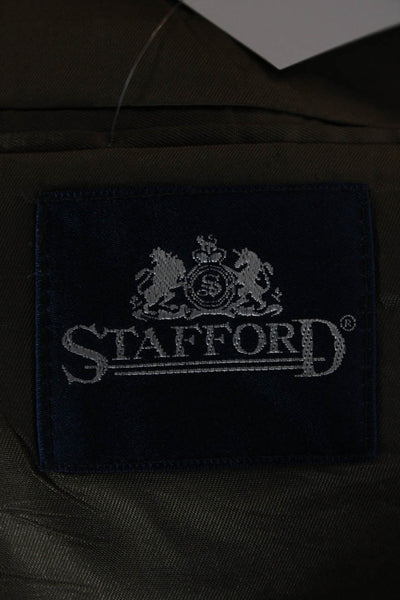 Stafford Mens 2-Piece Striped Wool Blend Suit Jacket Dark Gray Size 41