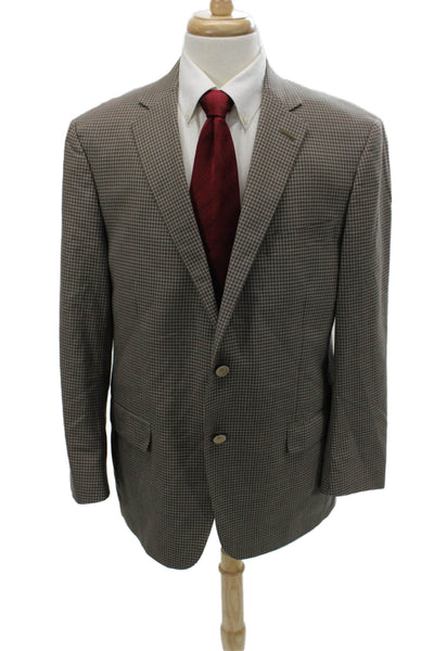 Hart Schaffner Marx Mens Brown Check Wool Blend Sport Coat Size 44