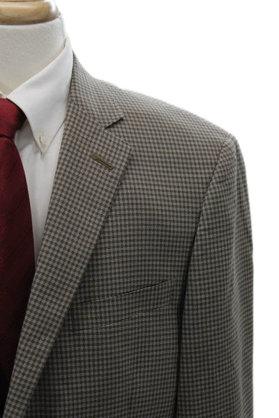 Hart Schaffner Marx Mens Brown Check Wool Blend Sport Coat Size 44