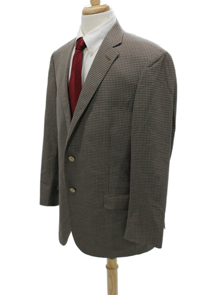 Hart Schaffner Marx Mens Brown Check Wool Blend Sport Coat Size 44