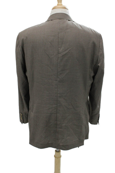 Hart Schaffner Marx Mens Brown Check Wool Blend Sport Coat Size 44