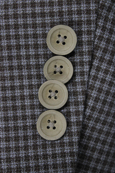 Hart Schaffner Marx Mens Brown Check Wool Blend Sport Coat Size 44