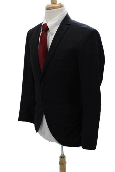 Marzotto Mens Classic Dark Blue Wool Suit Jacket Button Collared Size 48