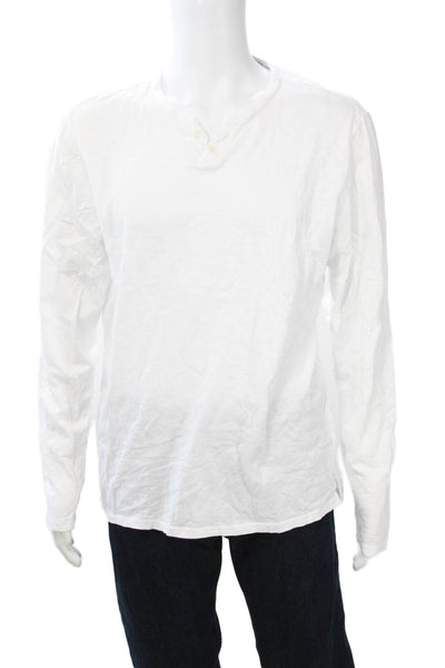 Joes Men's V-Neck Long Sleeve White T-Shirt Size L