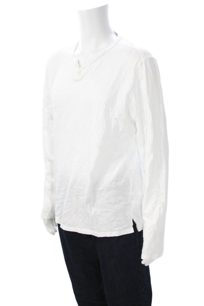 Joes Men's V-Neck Long Sleeve White T-Shirt Size L