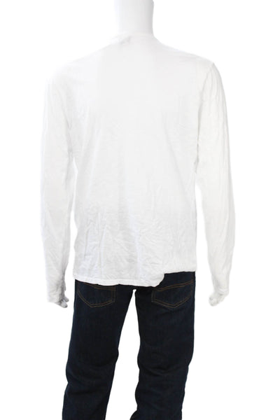 Joes Men's V-Neck Long Sleeve White T-Shirt Size L