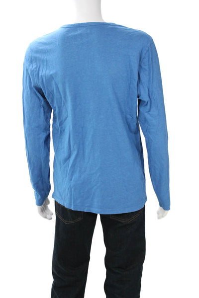 Joes Mens Blue V-Neck Long Sleeve Hemp Cotton T-Shirt Size L