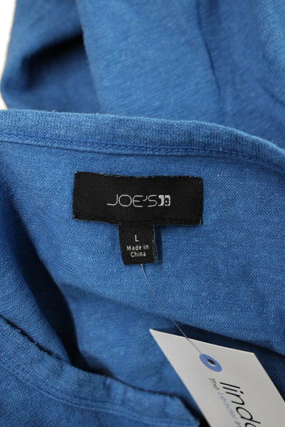Joes Mens Blue V-Neck Long Sleeve Hemp Cotton T-Shirt Size L
