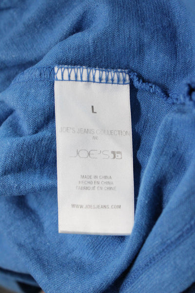 Joes Mens Blue V-Neck Long Sleeve Hemp Cotton T-Shirt Size L