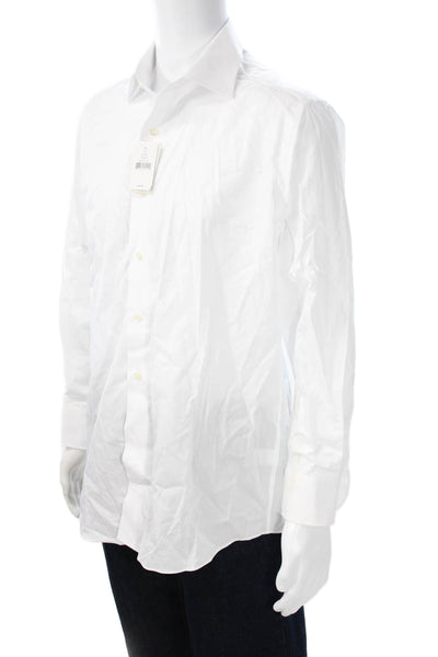 Saks Fifth Avenue Mens Cotton Long Sleeve Button Down Shirt White Size 16