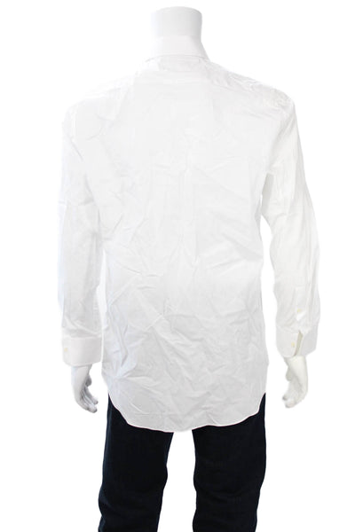 Saks Fifth Avenue Mens Cotton Long Sleeve Button Down Shirt White Size 16
