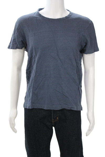 Club Monaco Mens Dark Blue Linen Cotton Crew Neck Short Sleeve T-Shirt Size L