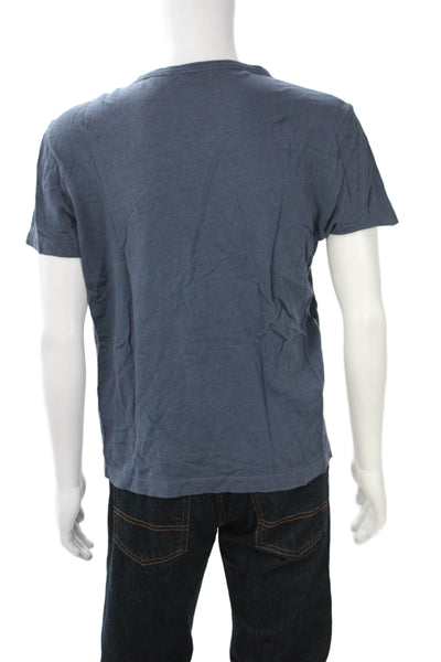 Club Monaco Mens Dark Blue Linen Cotton Crew Neck Short Sleeve T-Shirt Size L