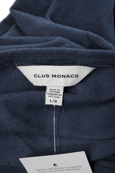 Club Monaco Mens Dark Blue Linen Cotton Crew Neck Short Sleeve T-Shirt Size L
