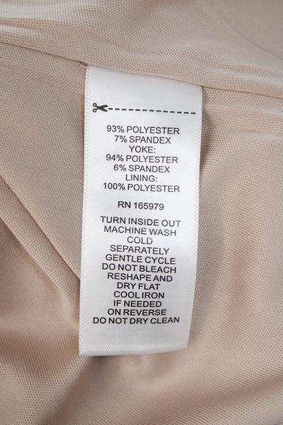 Cable & Gauge Women Beige Sleeveless Round Neck Blouse Poly Spandex Size XS