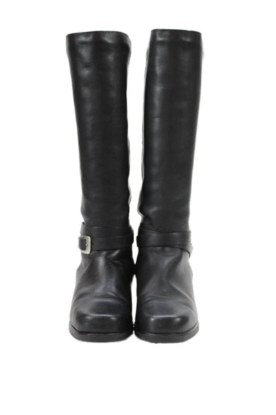 Santana Canada Womens Leather Buckle Detail Knee High Boots Black Size 5