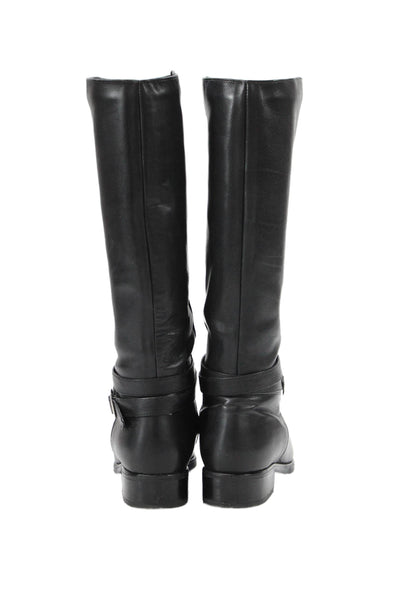 Santana Canada Womens Leather Buckle Detail Knee High Boots Black Size 5