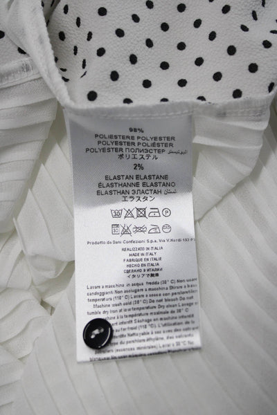 VLTs By Valentina Womens Tunic Blouse White Polka Dot Long Sleeve Button Size L