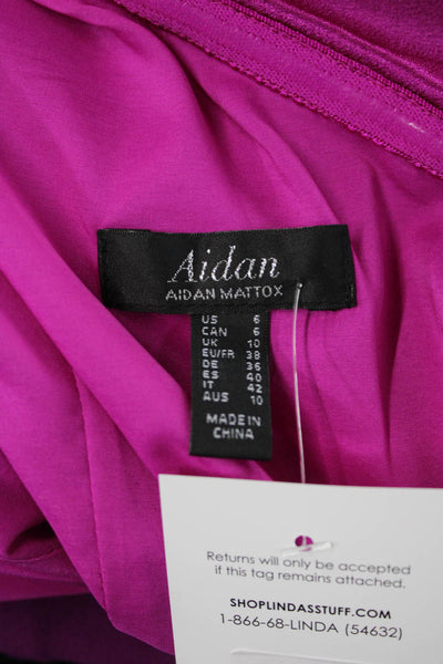 Aidan Aidan Mattox Women Purple Sheath Mini Dress Sleeveless Tie Waist Size 6