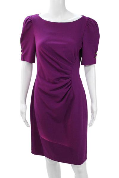 DKNY Womens Sheath Dress Purple Knee Length Short Sleeve Size 8