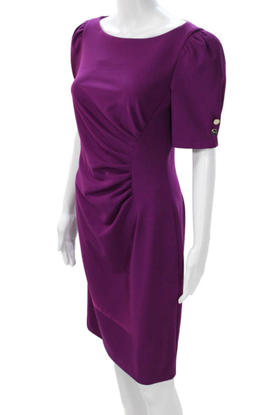 DKNY Womens Sheath Dress Purple Knee Length Short Sleeve Size 8