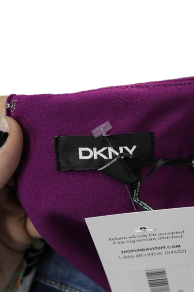 DKNY Womens Sheath Dress Purple Knee Length Short Sleeve Size 8