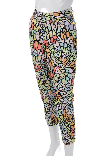 Mac Jeans Womens Black Ankle Cropped High Rise Butterfly Print Jeans Size 32