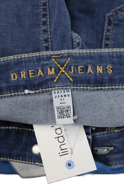 Dream Jeans Womens Cropped Straight Jeans Blue Cotton Low Rise Size 30
