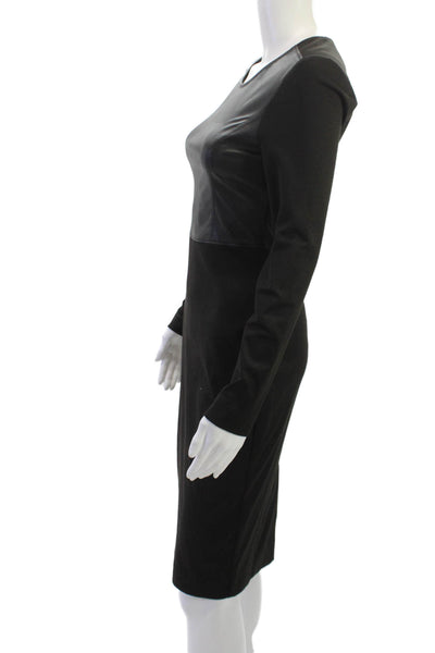 BCBG Max Azria Women Bodycon Sheath Black Long Sleeve Mid Calf Dress Size XS