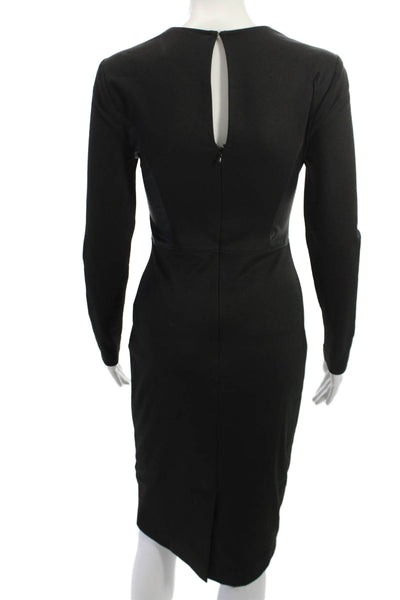 BCBG Max Azria Women Bodycon Sheath Black Long Sleeve Mid Calf Dress Size XS