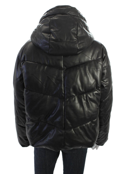 Zara Womens Quilted Puffer Jacket Black High Neck Long Sleeve Size XS